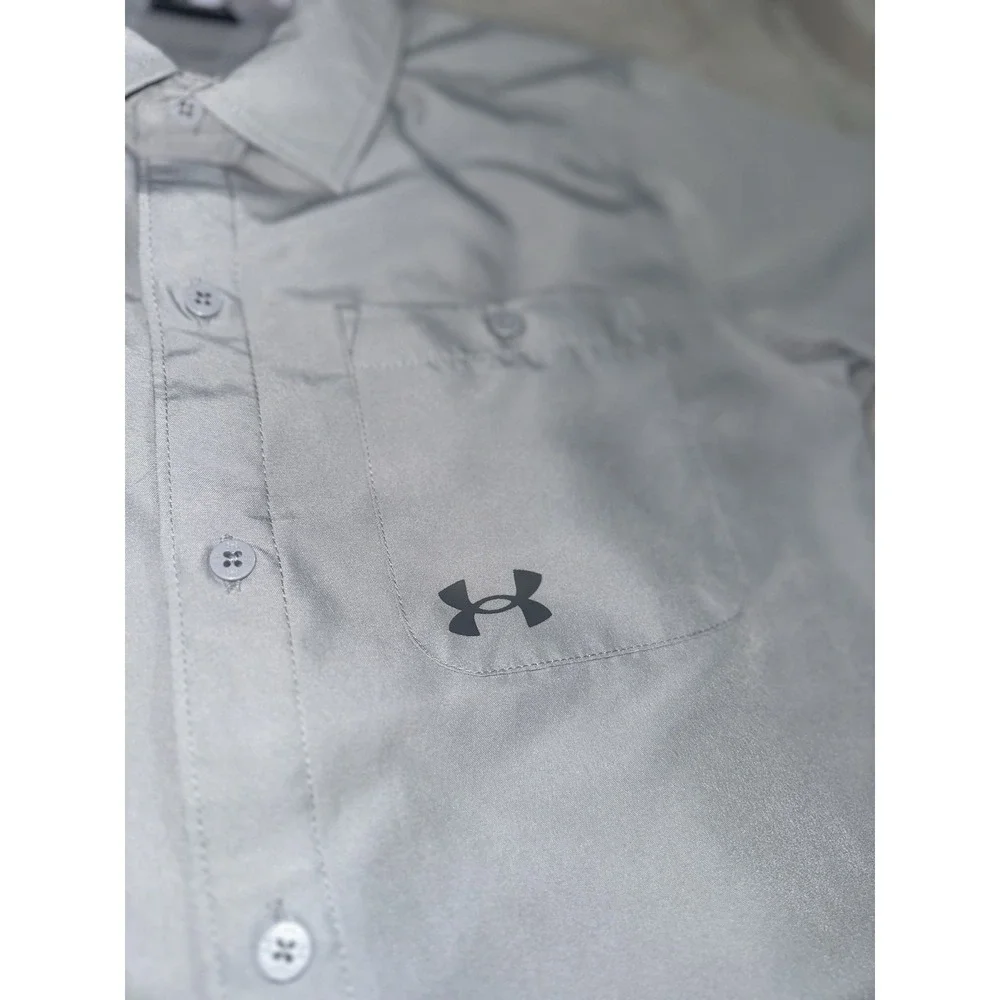 Under Armour Boys Polo YXL UPF50 Gray Performance Polo Shirt Youth Extra Large